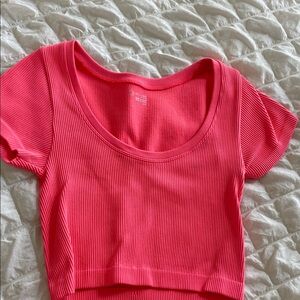 Aerie Vibrant Pink Ribbed Crop Top
